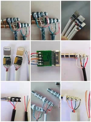 Taglio sbucciando il cavo di dati di USB del saldatrice e l'altra saldatura del cavo